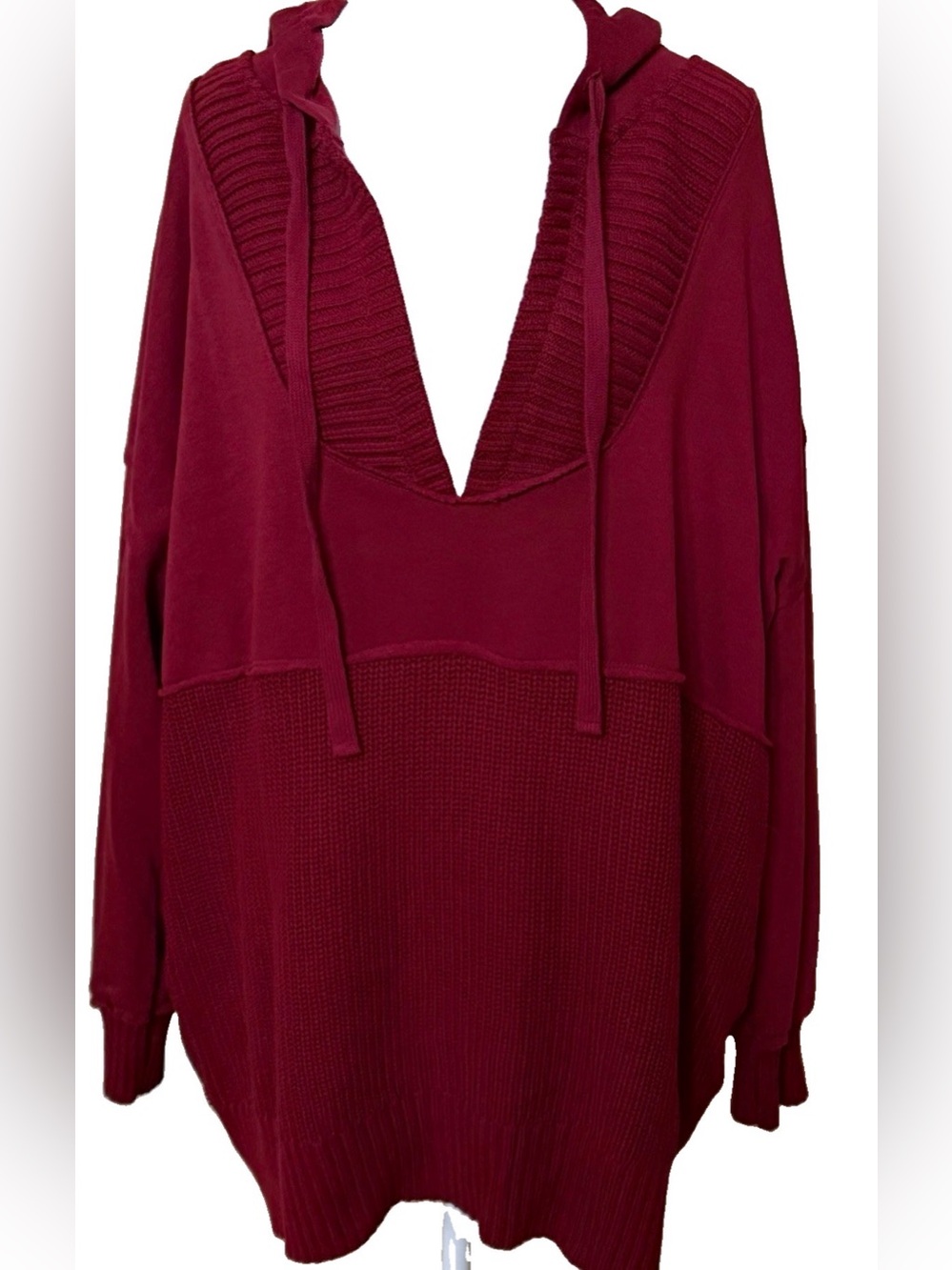 NWOT Time & Tru Red Hooded Cable Knit Sweater Top Women’s Plus XXXL 22W